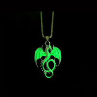 Luminous Dragon Necklace Retro Punk Glowing Animal Flying Dragon Pendant Necklace   - Thumbnail 2