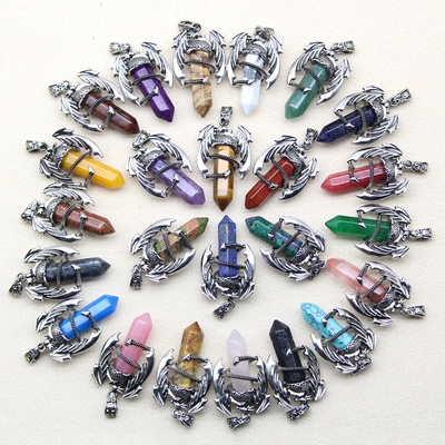 10pcs animal dragon man pendant natural gem stone healing