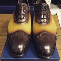 Twotone Handmade Wingtip Formal Lace Up Shoes For Gentlemen - Thumbnail 1