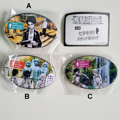 Attack on titan "attack on hita" museum exclusive trading can badges (eren, mikasa, armin, levi, erwin)