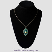 Yellow Pear Branch Cameo, Floating Fruits series, original polymer clay and resin jewelry, antique bronze - Thumbnail 9