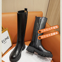 Thick-soled knight boots V-neck boots large boots women's high boots 2 colors - Thumbnail 3