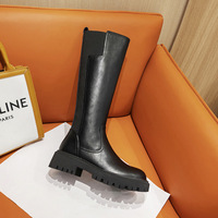 Thick-soled knight boots V-neck boots large boots women's high boots 2 colors - Thumbnail 6