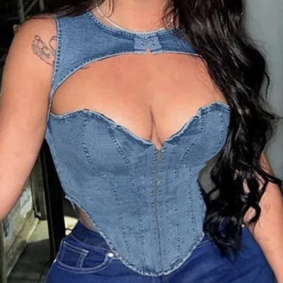 Denim corset