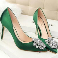 Luxurious Gilltery Zircon Gemstones Crystals Stiletto High Heels Pointed Toe Shoes Amazing - Thumbnail 6