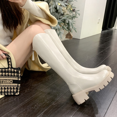 Women's Large thick-heeled round-toe high boots long boots 3 colors