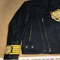 Crafted Leather New H&M Embroidery Patches Golden Black Brando Style Lion Leather Motorcycle Jacket - Thumbnail 1