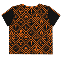 orange + black warning sign crop tee - Thumbnail 1