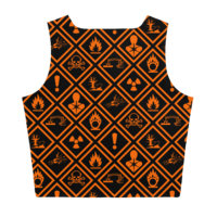 orange + black warning sign crop tank - Thumbnail 1