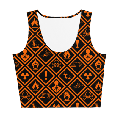 Orange + black warning sign crop tank