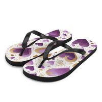 KissMe Purple & Gold Frabic Flip-Flops Flip-Flops - Thumbnail 1