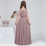 A-line Scoop Floor-Length Chiffon Lace Junior Bridesmaid Dresses Sleeveless 2 Pcs Flower Girl Dress Summer Girl Bridesmaid Dress-1