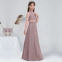 A-line Scoop Floor-Length Chiffon Lace Junior Bridesmaid Dresses Sleeveless 2 Pcs Flower Girl Dress Summer Girl Bridesmaid Dress-2