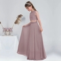 A-line Scoop Floor-Length Chiffon Lace Junior Bridesmaid Dresses Sleeveless 2 Pcs Flower Girl Dress Summer Girl Bridesmaid Dress-3