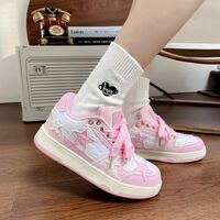 Pastel Pink Star Sneakers - Thumbnail 1