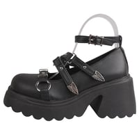 Gothic Black Chunky Platform Pumps - Thumbnail 4