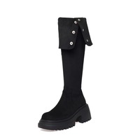 Retro western female high boots over knee long snow knight boots 2 colors - Thumbnail 4