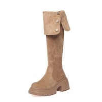 Retro western female high boots over knee long snow knight boots 2 colors - Thumbnail 5