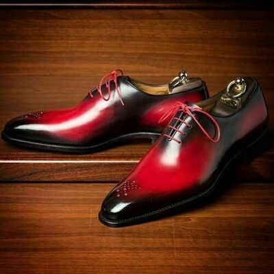 Men's for you red leather brogue formal dress shoes
