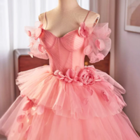 Pink Spaghetti Strap Tulle Long Prom Dress, Beautiful A Line Formal Sweet 16 Dress KPP1705 - Thumbnail 2