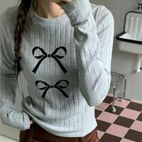 Bow Print Long Sleeve T-shirt - Thumbnail 5
