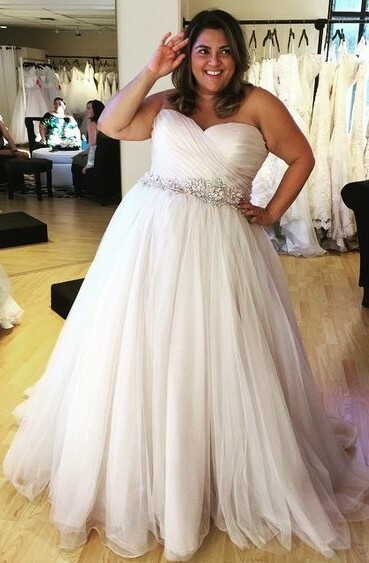 Simple A line Tulle Plus Size Wedding Dress，1697