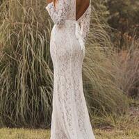 Women Modest Lace Wedding Dress Long Sleeves，1701 - Thumbnail 1