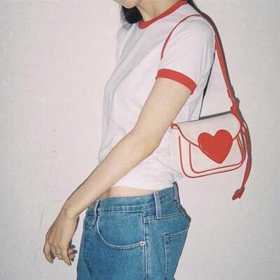 Red Heart Canvas Bag