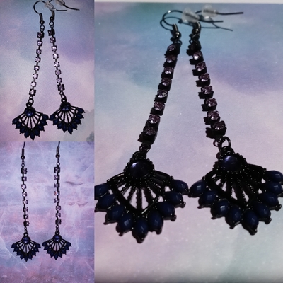 Chained fan earrings