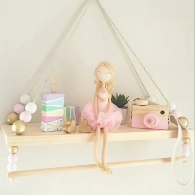 Nursery and kids wall decor wooden floating wall shelf rack, free shipping