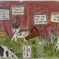 "Dog Day" Original Painting by Vivienne Strauss  - Thumbnail 1