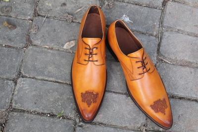 Crafted Leather Brown Pointed Toe Lace up Dress Oxford Shoes For Men