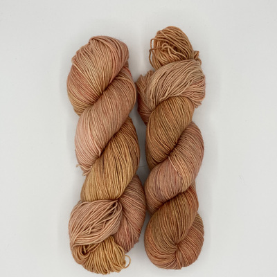 Caramel fawn hand dyed fingering weight sock yarn