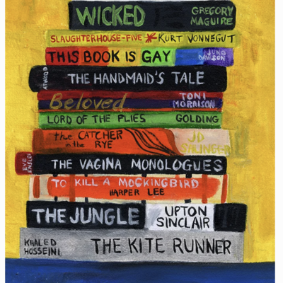 🔴sold "read banned books -2-" signed giclee print by vivienne strauss -framed-