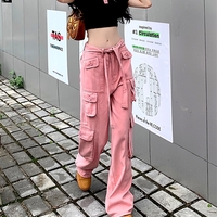 Stunning Hippie Loose Outfit Embellished String Belt Oversize Cargo Pockets Pants Streetwear Party Egirl Ootdstyle Amazing  - Thumbnail 6