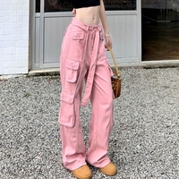 Stunning Hippie Loose Outfit Embellished String Belt Oversize Cargo Pockets Pants Streetwear Party Egirl Ootdstyle Amazing  - Thumbnail 8