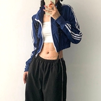 Stunning Punk Hippie Stripe Lines Embellished Zipper Short Jacket  - Thumbnail 7