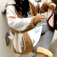 Stunning Vintage Hooded Irregular Tissale Patchwork Sweater Flattering Grunge Hoodie Jacket Y2K 90s Streetwear Party Stylegirl Amazing - Thumbnail 5
