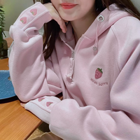 STRAWBERRY HALF ZIP HOODIE - Thumbnail 7