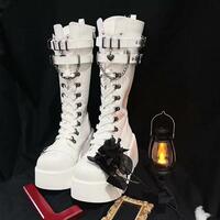 Gothic Punk Lace-Up Platform Knee Boots - Thumbnail 2