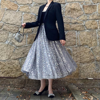 White Sequin Midi Tulle Skirt Women White Sparkly Tulle Midi Skirts Holiday Custom Plus Size Sequin Skirt - Thumbnail 6