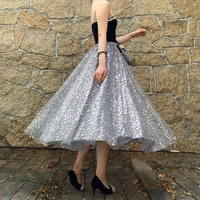 White Sequin Midi Tulle Skirt Women White Sparkly Tulle Midi Skirts Holiday Custom Plus Size Sequin Skirt - Thumbnail 7