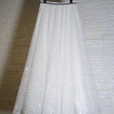 White sequin midi tulle skirt women white sparkly tulle midi skirts holiday custom plus size sequin skirt