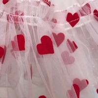 White Layered Tulle Midi Skirt with Red Heart Women Girl Custom Plus Size Fluffy Tulle Tutu Skirt - Thumbnail 3