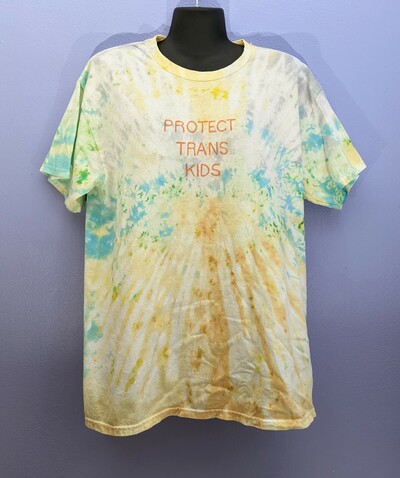 Tie dye large Protect Trans Kids Multicolor pastel swirl t shirt 