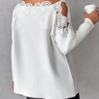 Fashion Women'S Sexy Long Sleeved Lace Splicing Sweater - Thumbnail 2