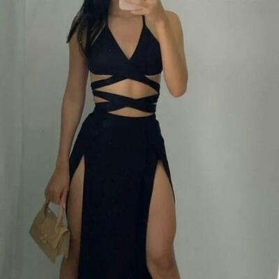 Sexy a ling black long evening dresses - Thumbnail 4