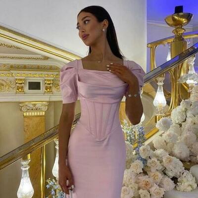 Elegant a line pink stain prom dresses for women 