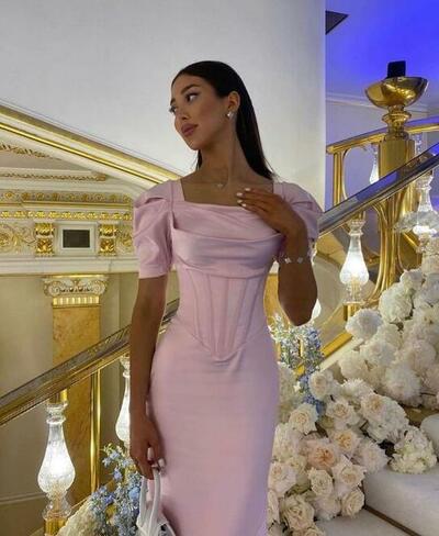 Elegant A Line Pink Stain Prom Dresses For Women 