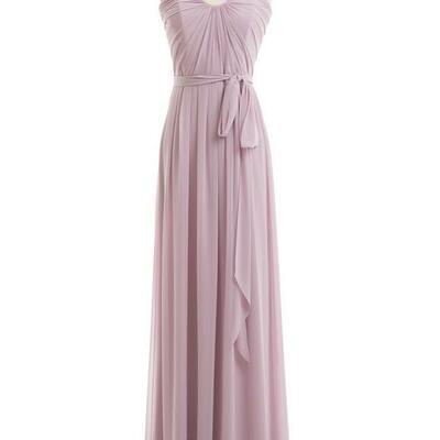Dusty purple long chiffon bridesmaid dresses